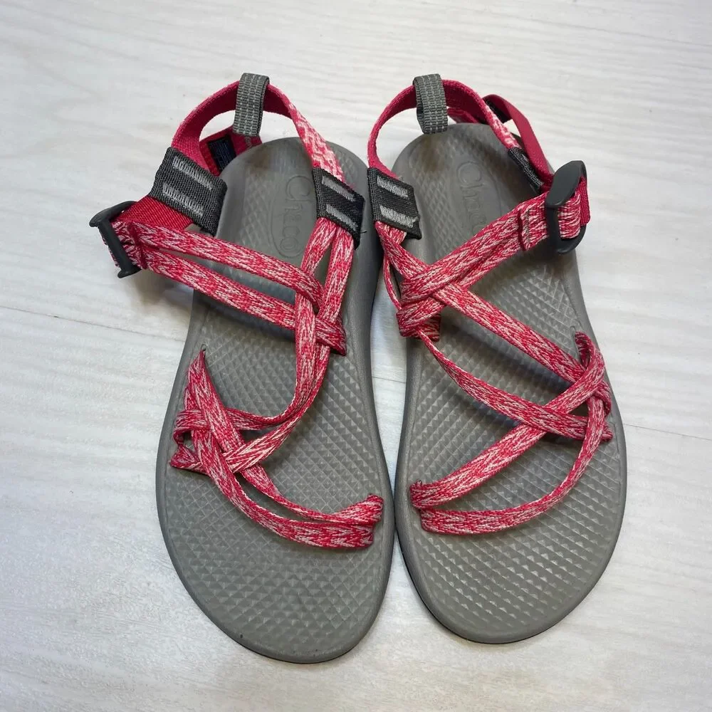 Chaco ZX/1 Ecotread Strappy‎ Sandals Kids Size 3 Pink White Sport Hiking Comfort